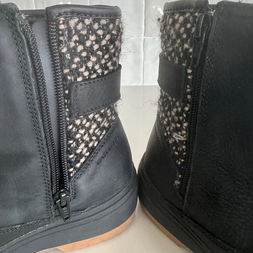 Merrell Holly 2 Buckle Waterproof Boots Womens 5.5‎ Black Side Zip Wool J003628